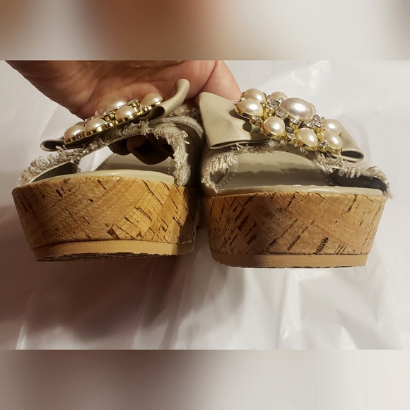 Yellow Box Embellished Wedge Sandals - Picture 14 of 15